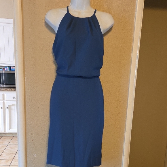 Banana Republic Blue Halter Sheath Dress - Picture 1 of 7